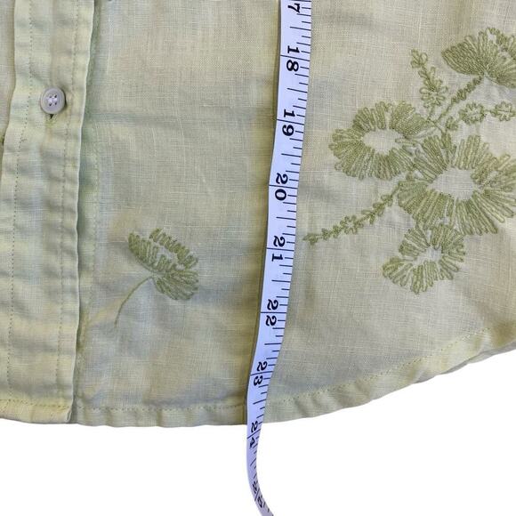 Madison Studio Vtg Y2K Linen Pastel Green Floral Embroidered Button Down Shirt 8 - Picture 16 of 16